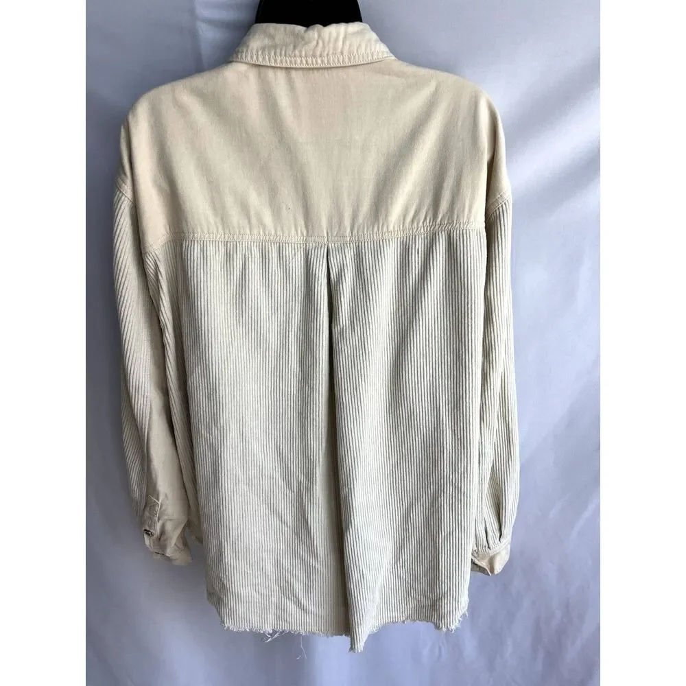 Thread & Supply Corduroy Beige Cream Shacket Shirt Jacket Size S Utility Unisex